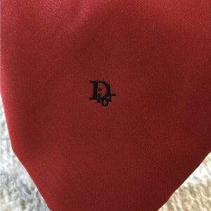 Christian Dior Elegant Red Tie with Monogram